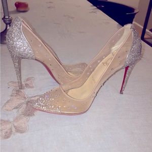 SOLD‼️Christian Louboutin Follies Strass Embellished Mesh Pump, Size 38.5